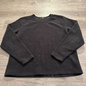 Vintage LL Bean Sweater Womens XL‎ Black Turtle Crew Pullover Fleece Outdoor